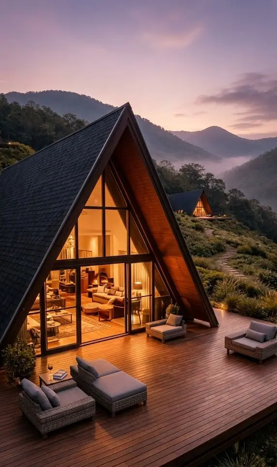 Chalé Nature Haus em Light Steel Frame integrado à paisagem natural