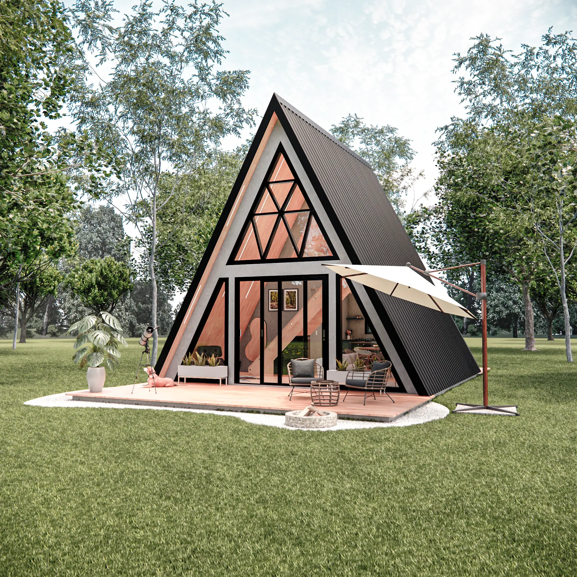 Cabana Nature – 1 Quarto, chalé em Light Steel Frame
