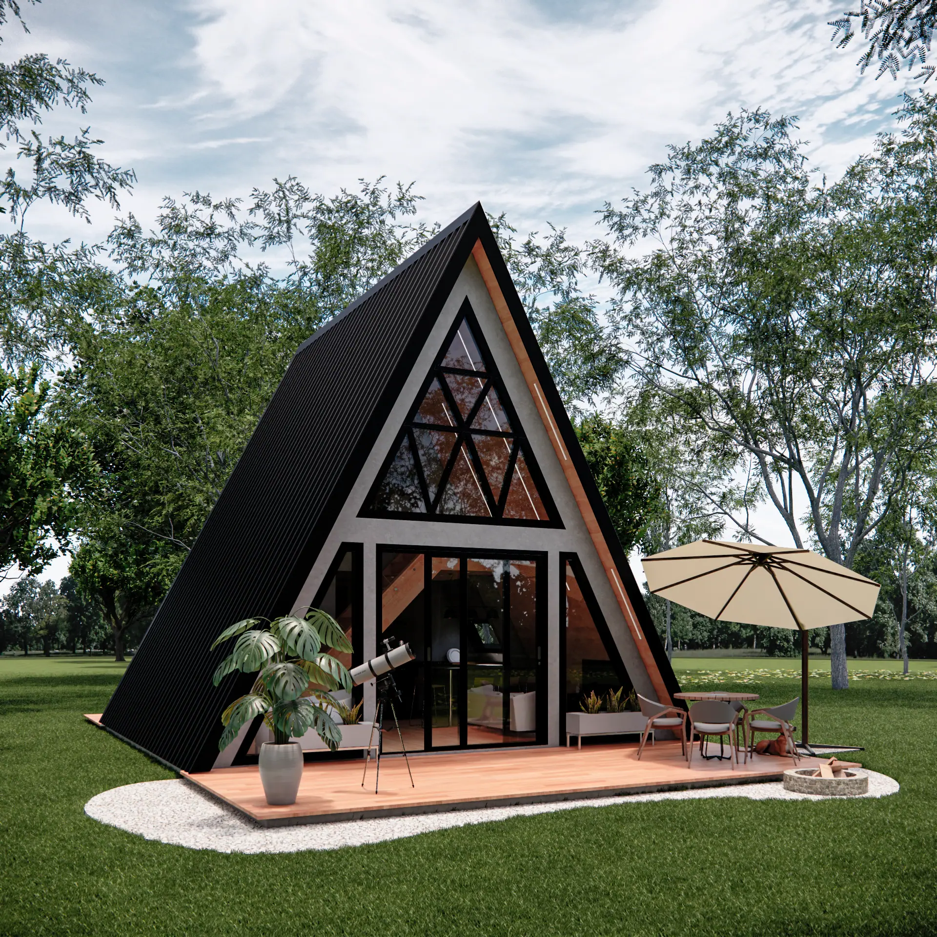 Cabana Nature – 2 Quartos, chalé em Light Steel Frame