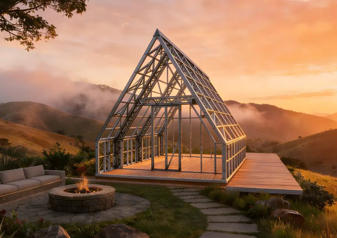 Estrutura em Light Steel Frame do kit para montagem Nature Haus